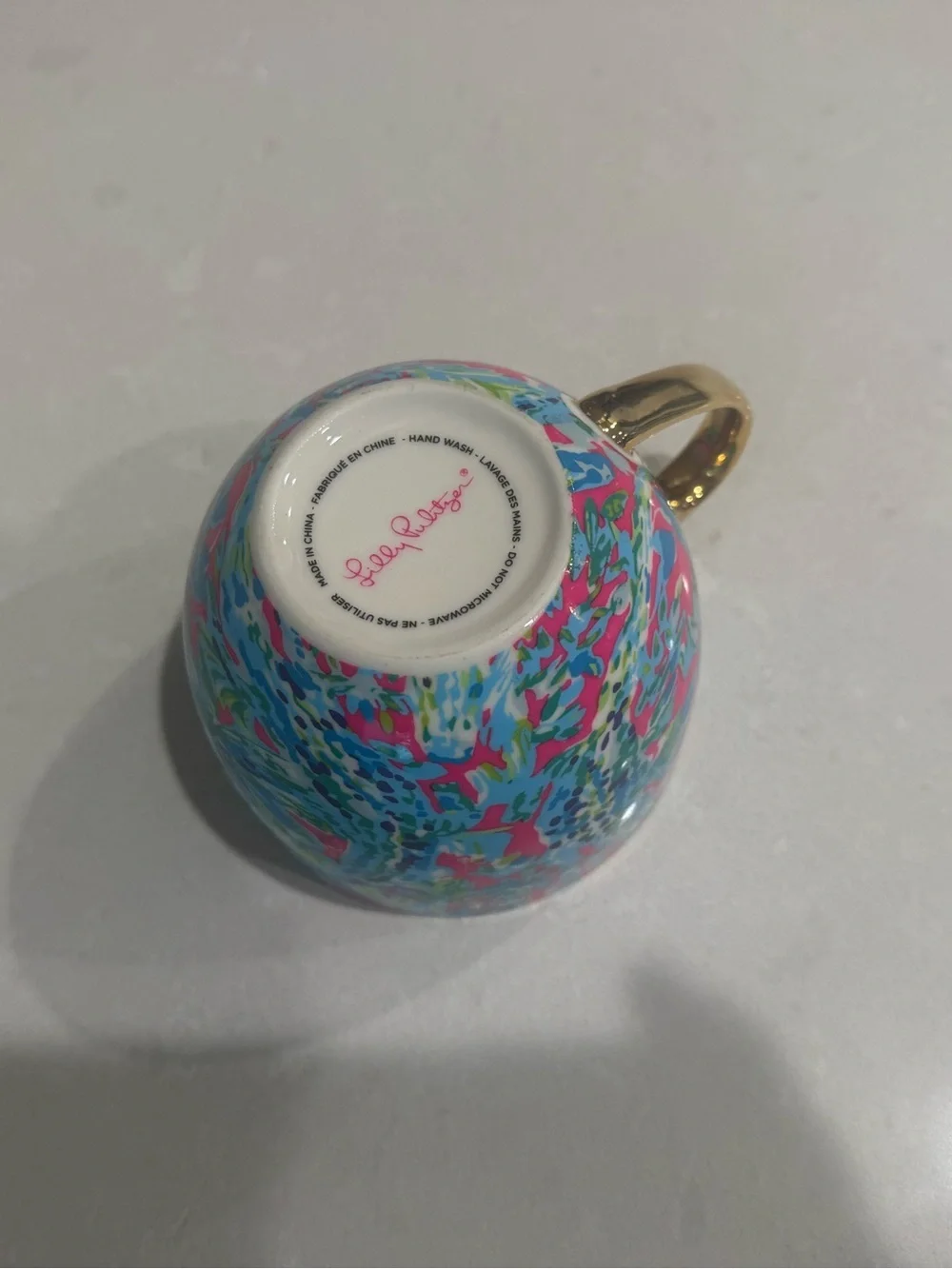 Lilly Pulitzer Oversized Coffee Mug Gold Handle Tropical Print
